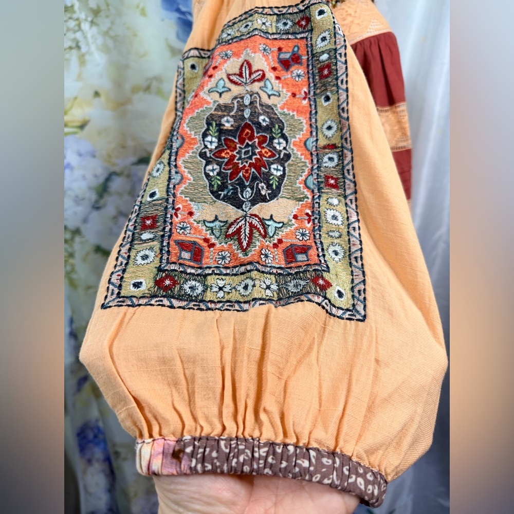 Bohemian Floral Patchwork Pleated Unconventional … - image 6